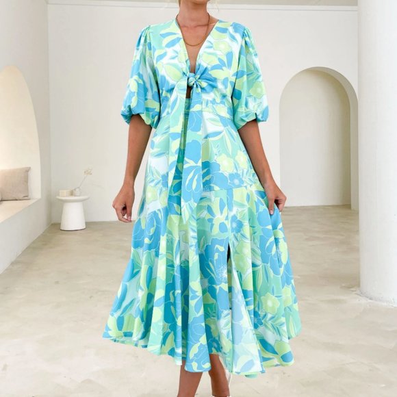 Gingham & Heels Santino Midi Dress - Lime Calypso - Picture 2 of 5